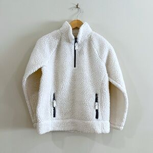 Crewcuts Unisex Sherpa Fleece Jacket Size 8 Ivory Half Zip Preppy Cozy